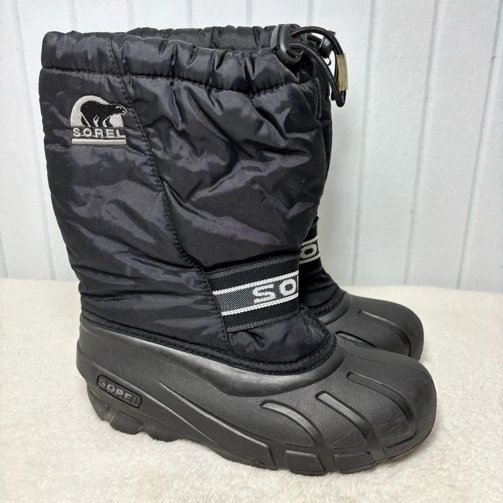 Sorel Black Insulated Cub Youth Winter‎ Waterproof Snow Boots Size 4